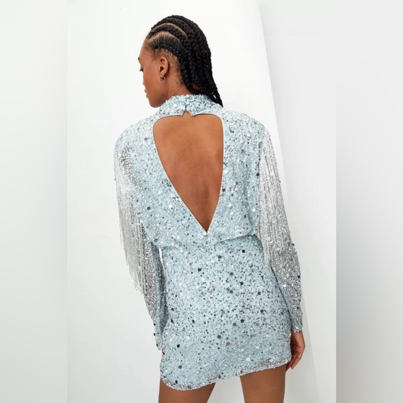 Nasty Gal Embellished Sequin Fringe Mini Dress NWT - Picture 5 of 17